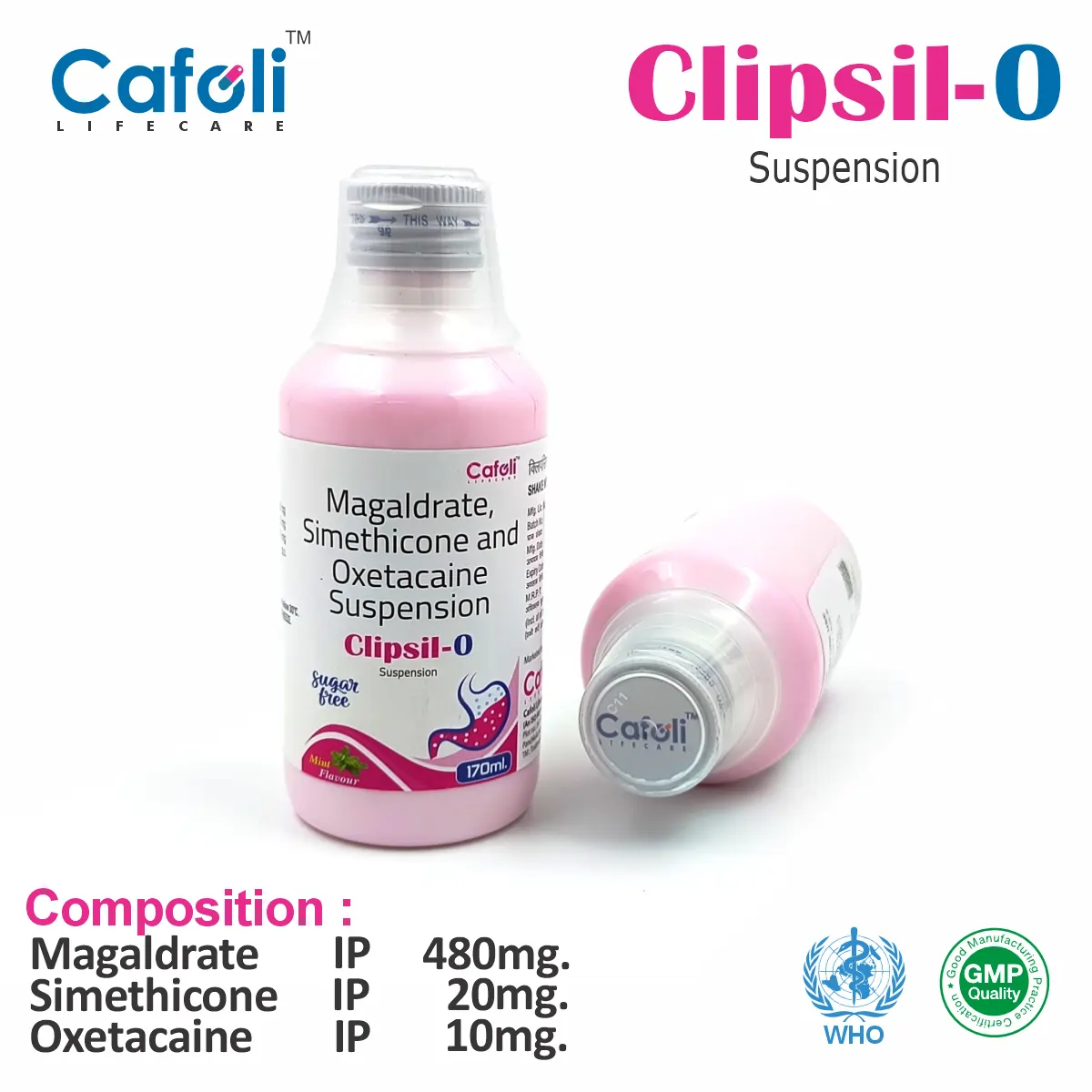 Magaldrate 480mg + Simethicone 20mg + Oxetacaine 10mg Suspension | Best Price for PCD Pharma Franchise in Gastro Segment